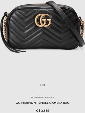 Gucci Black Chevron Quilted GG Marmont Crossbody